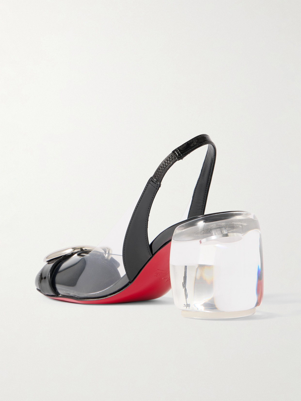 Christian Louboutin Minny Bubble 70 Buckled Glossed And Pvc Slingback Pumps