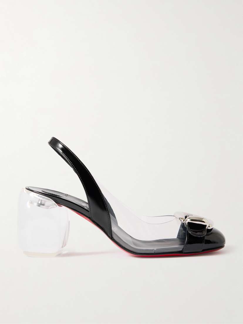 Christian Louboutin Minny Bubble 70 Buckled Glossed And Pvc Slingback Pumps