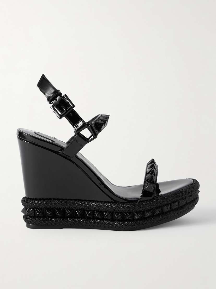 Christian Louboutin Pyraclou 110 Studded Leather Wedge Sandals