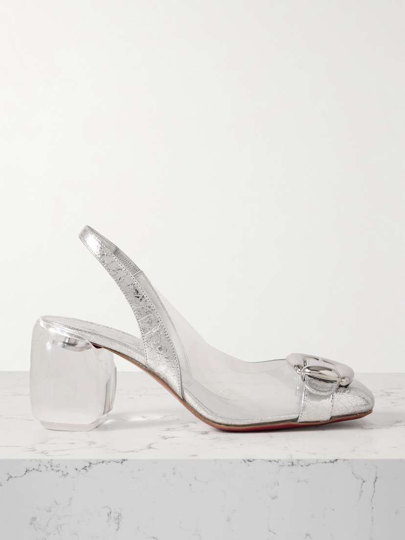 Christian Louboutin Minny Bubble 70 Buckled Glossed And Pvc Slingback Pumps