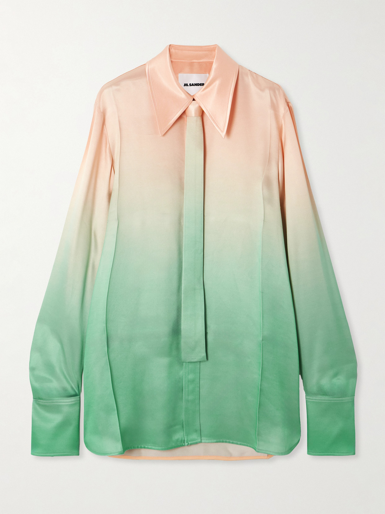 Jil Sander Oversized Tie-detailed Dégradé Satin Shirt In Multi