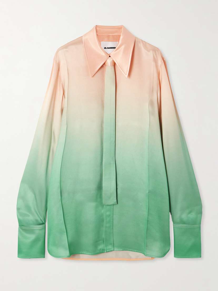 Jil Sander Oversized Tie-detailed Dégradé Satin Shirt