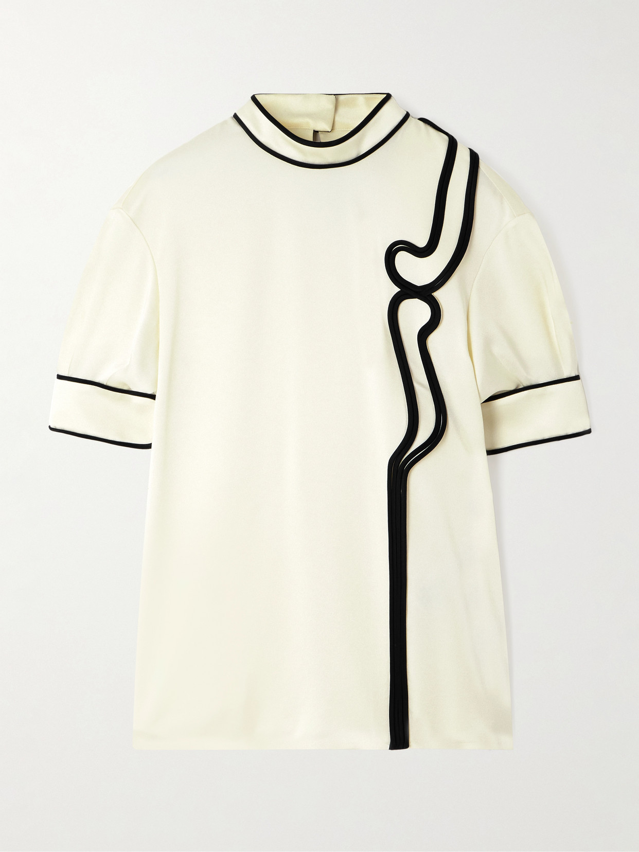 Jil Sander Appliquéd Satin Top In Ivory