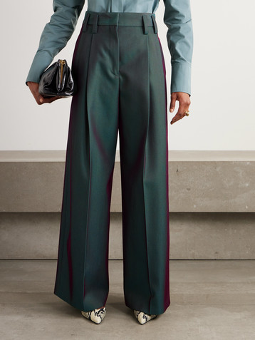 Jil Sander - Pleated iridescent wool-blend gabardine wide-leg