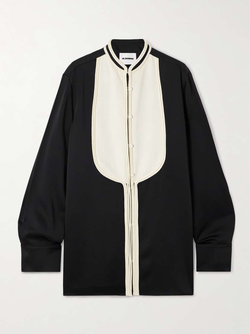 Jil Sander Oversized Two-tone Piped Crepe Shirt