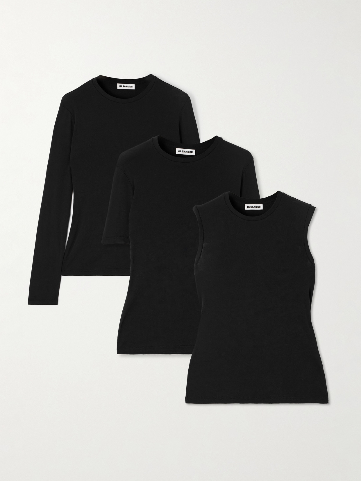 Jil Sander Set Of Three Cotton-jersey Tops