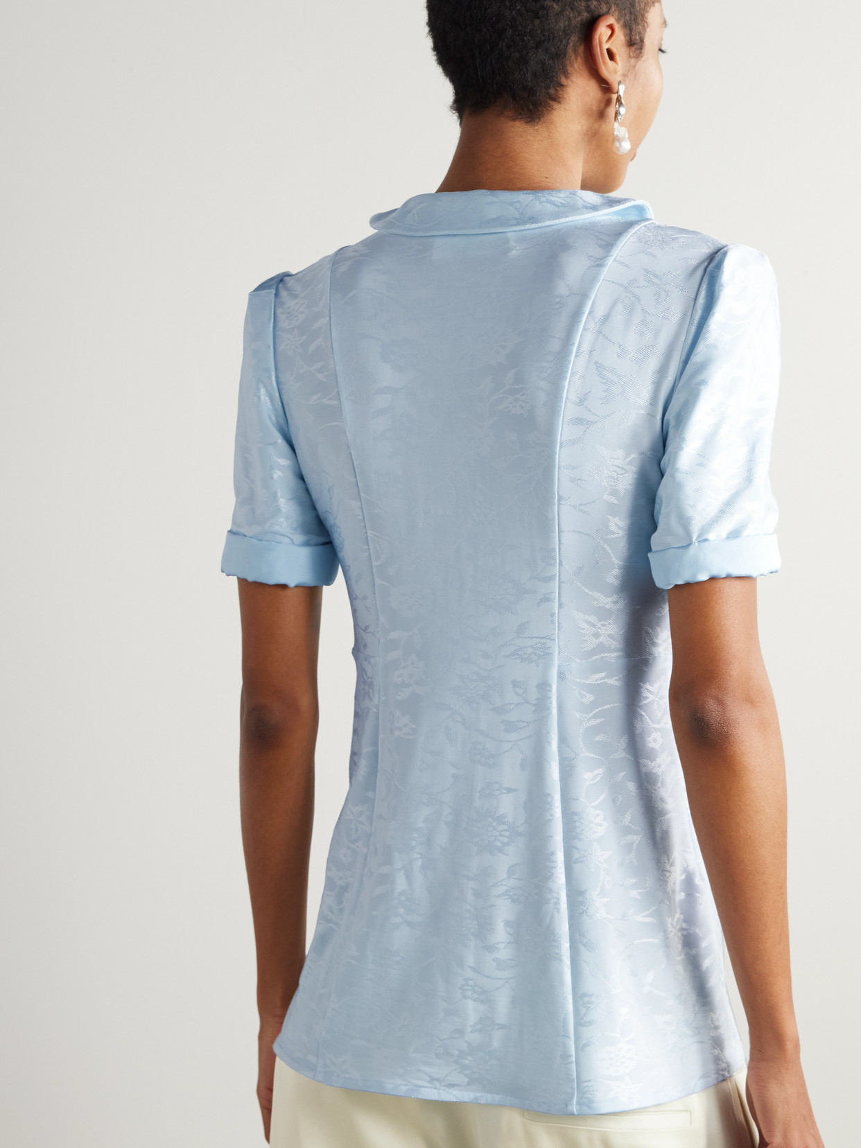 Claudine Voile-Trimmed Satin-Jacquard Shirt