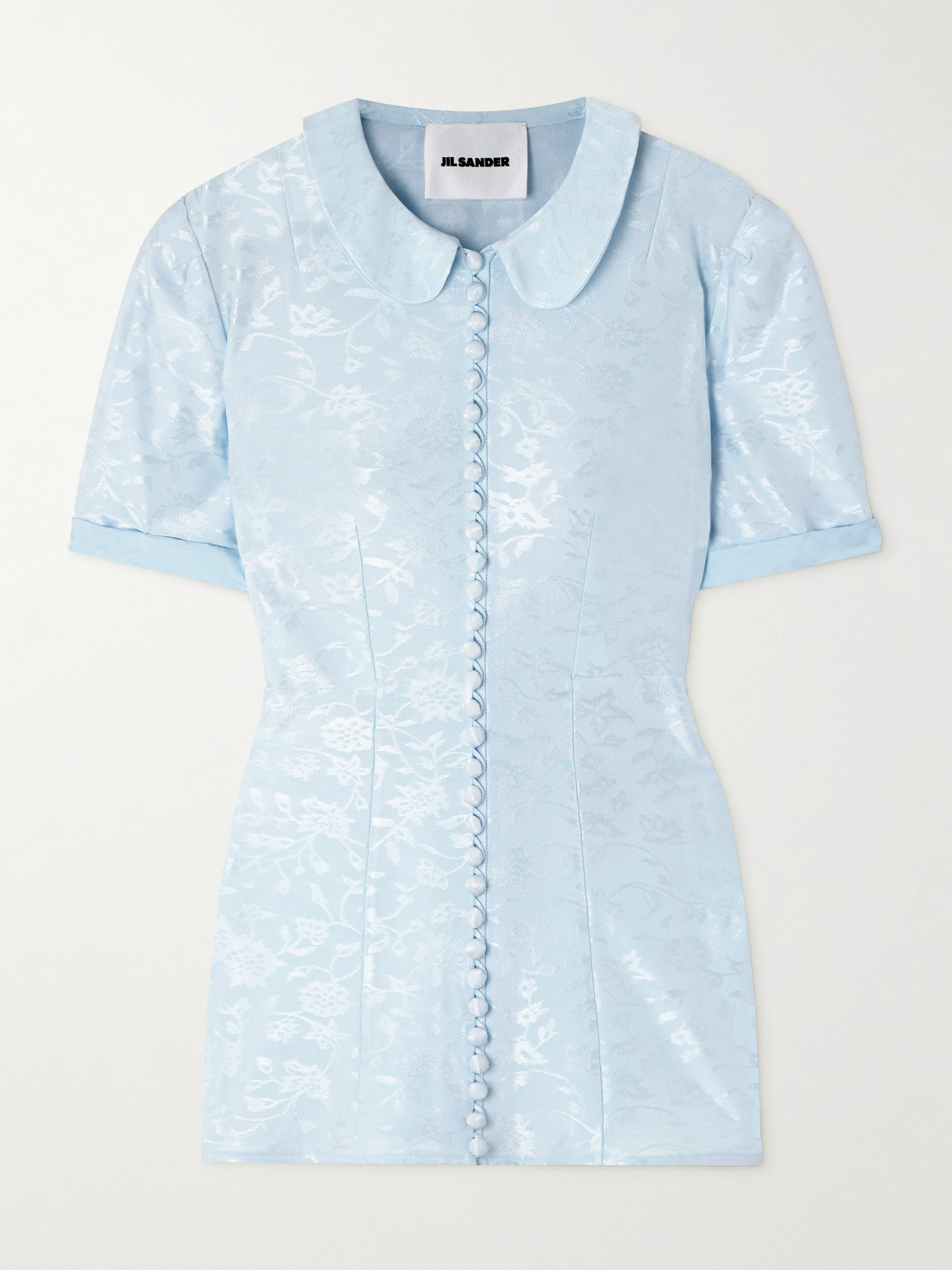 Jil Sander - Claudine Voile-trimmed Satin-jacquard Shirt - Light blue