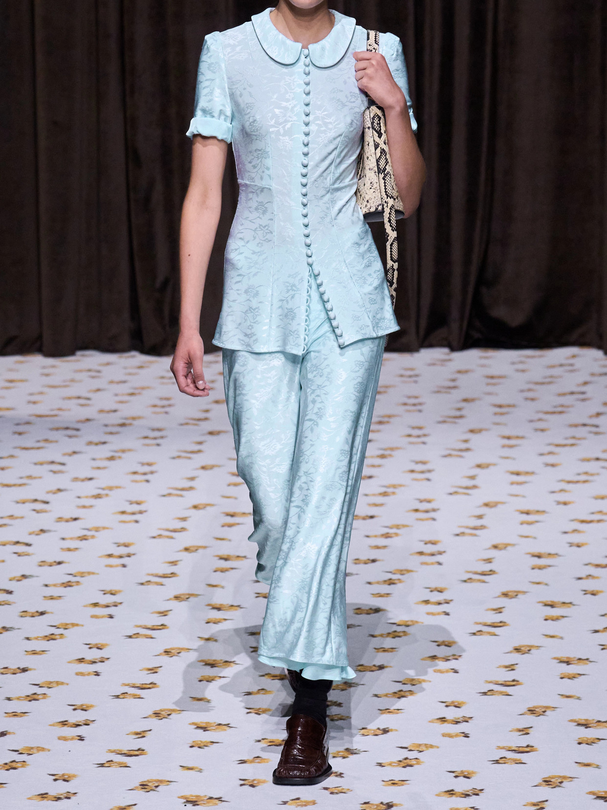Claudine Voile-Trimmed Satin-Jacquard Shirt