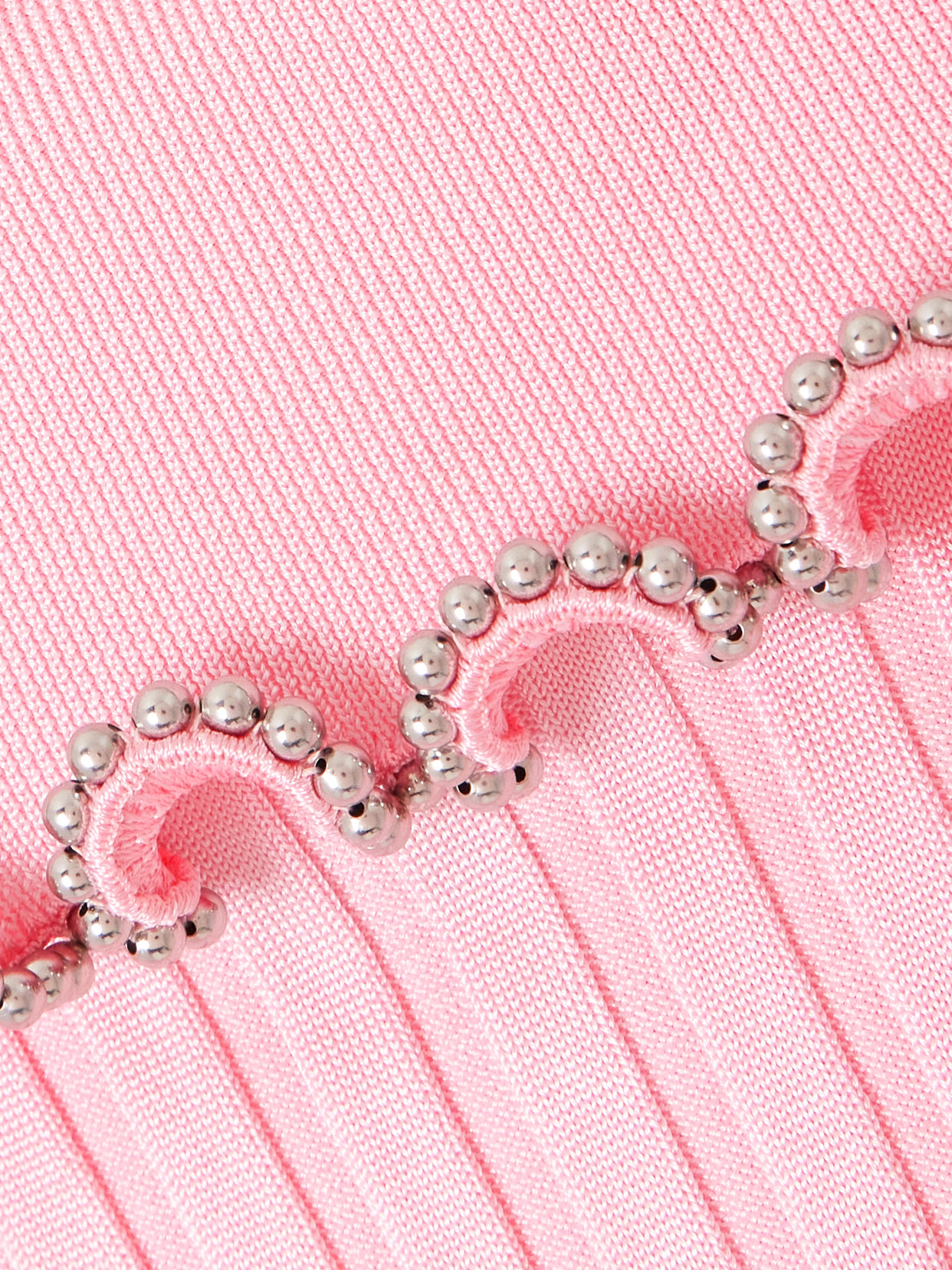 JIL SANDER BEAD-EMBELLISHED RIBBED-KNIT POLO SHIRT