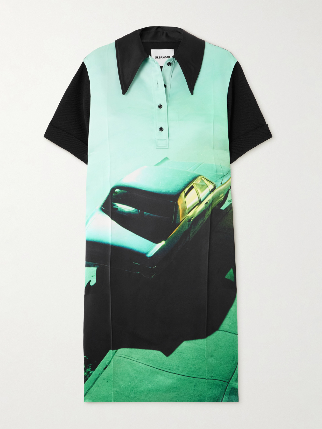 Jil Sander Printed Satin Midi Dress