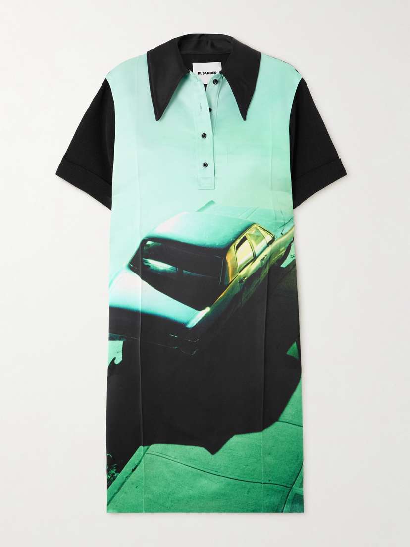 green emerald velvet dress Jil Sander // Khaki Green Shirt Dress – VSP Consignment main image 1