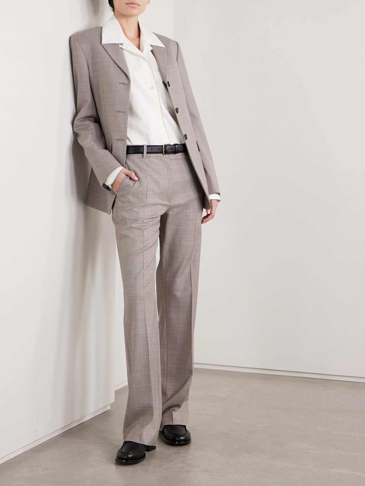 The Row Diane Wool-blend Straight-leg Pants In Brown