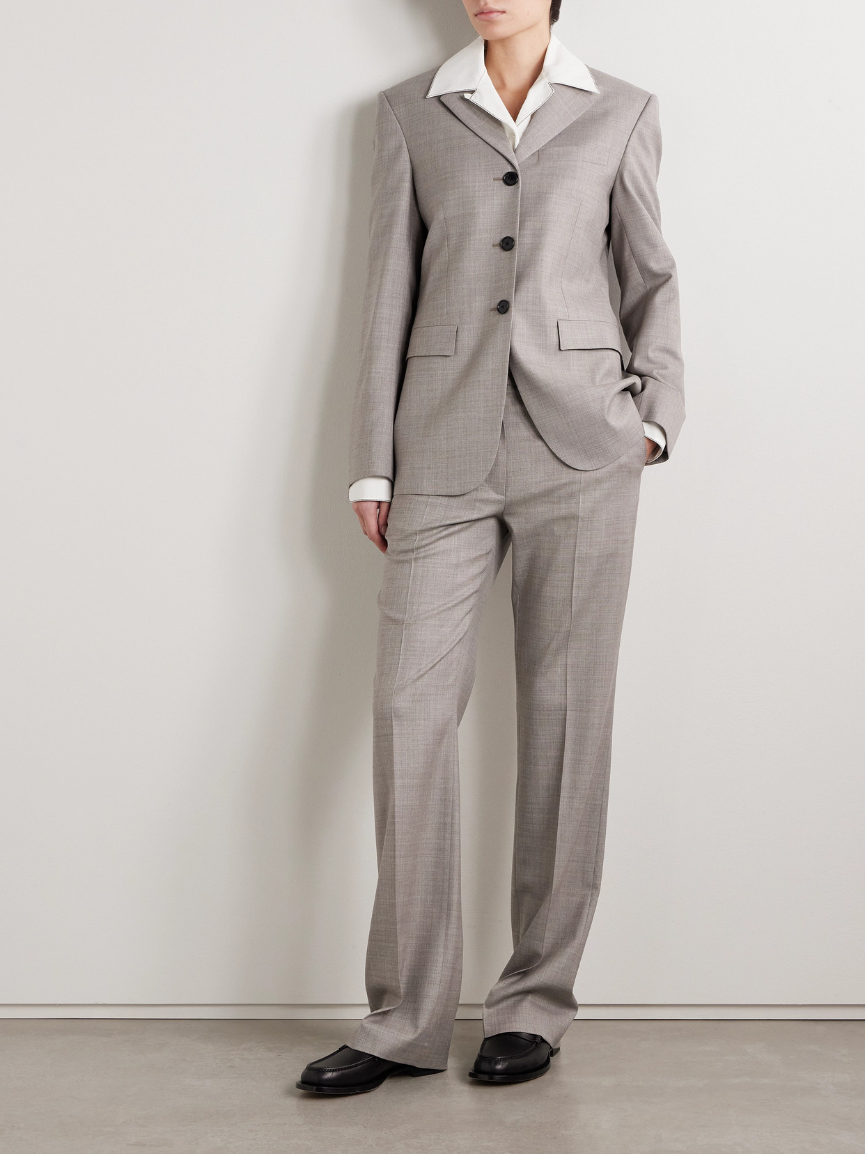 The Row Selene Wool Blazer In Gray
