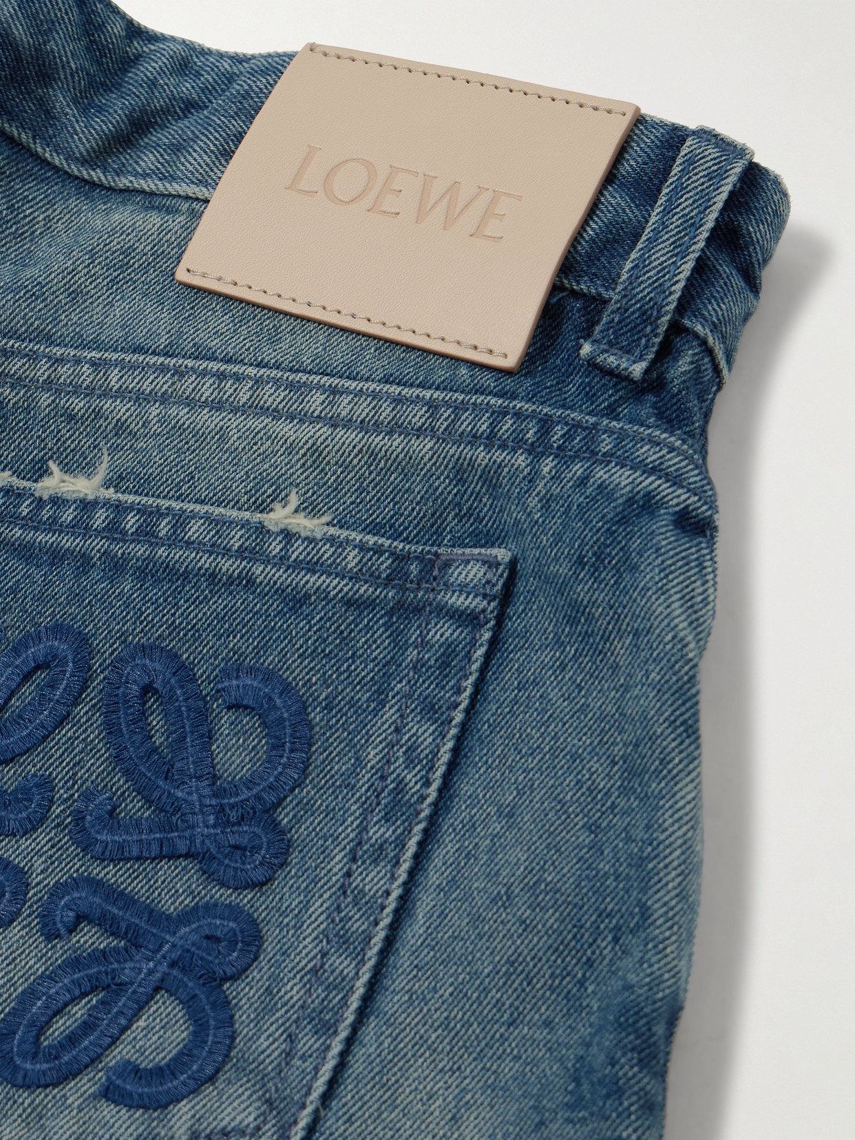 Loewe + Paula's Ibiza Fringed Denim Shorts In Blue