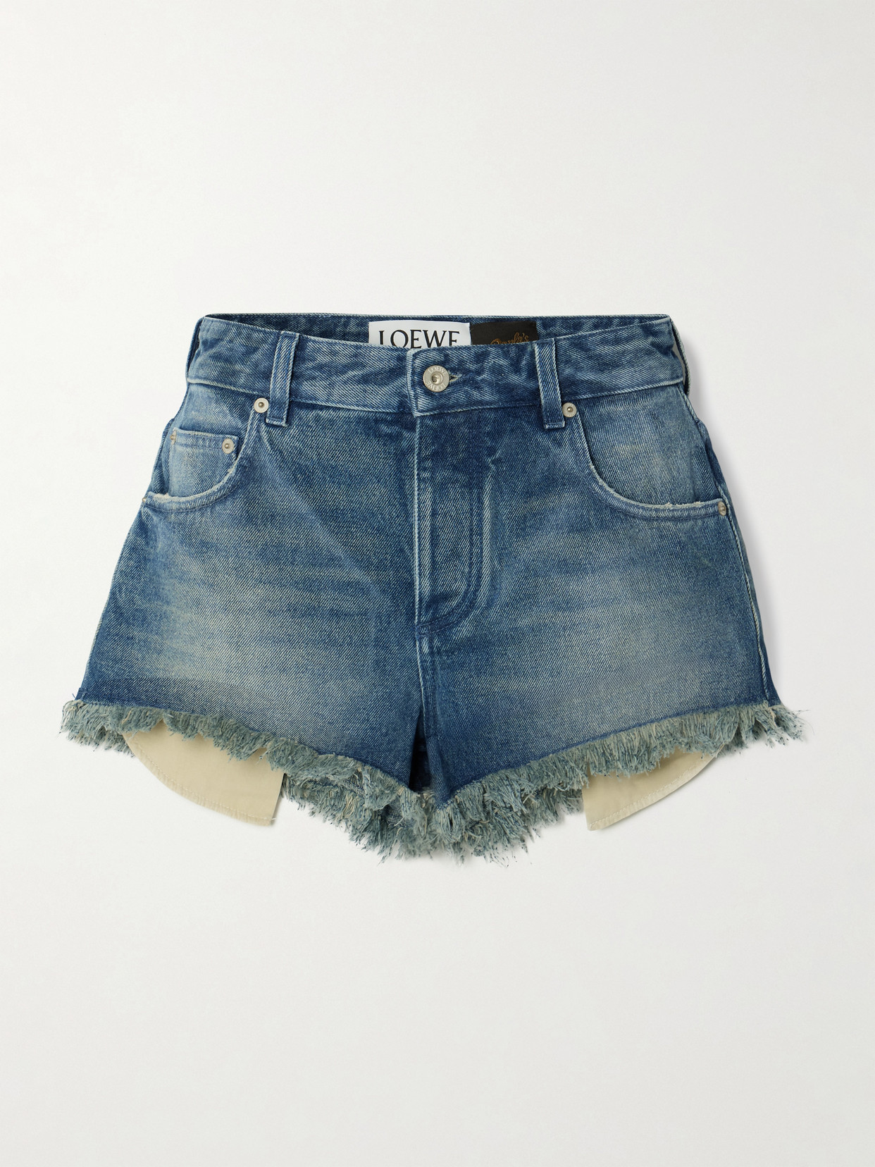 Loewe + Paula's Ibiza Fringed Denim Shorts In Blue
