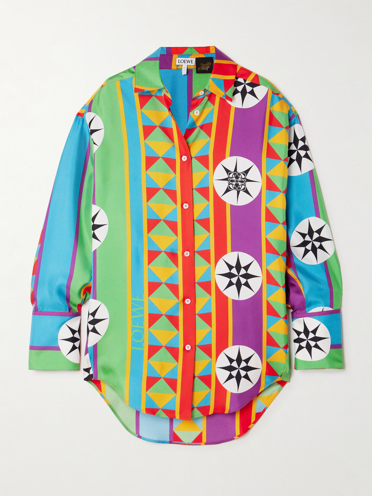 Loewe + Paula's Ibiza Printed Silk-twill Shirt In Green