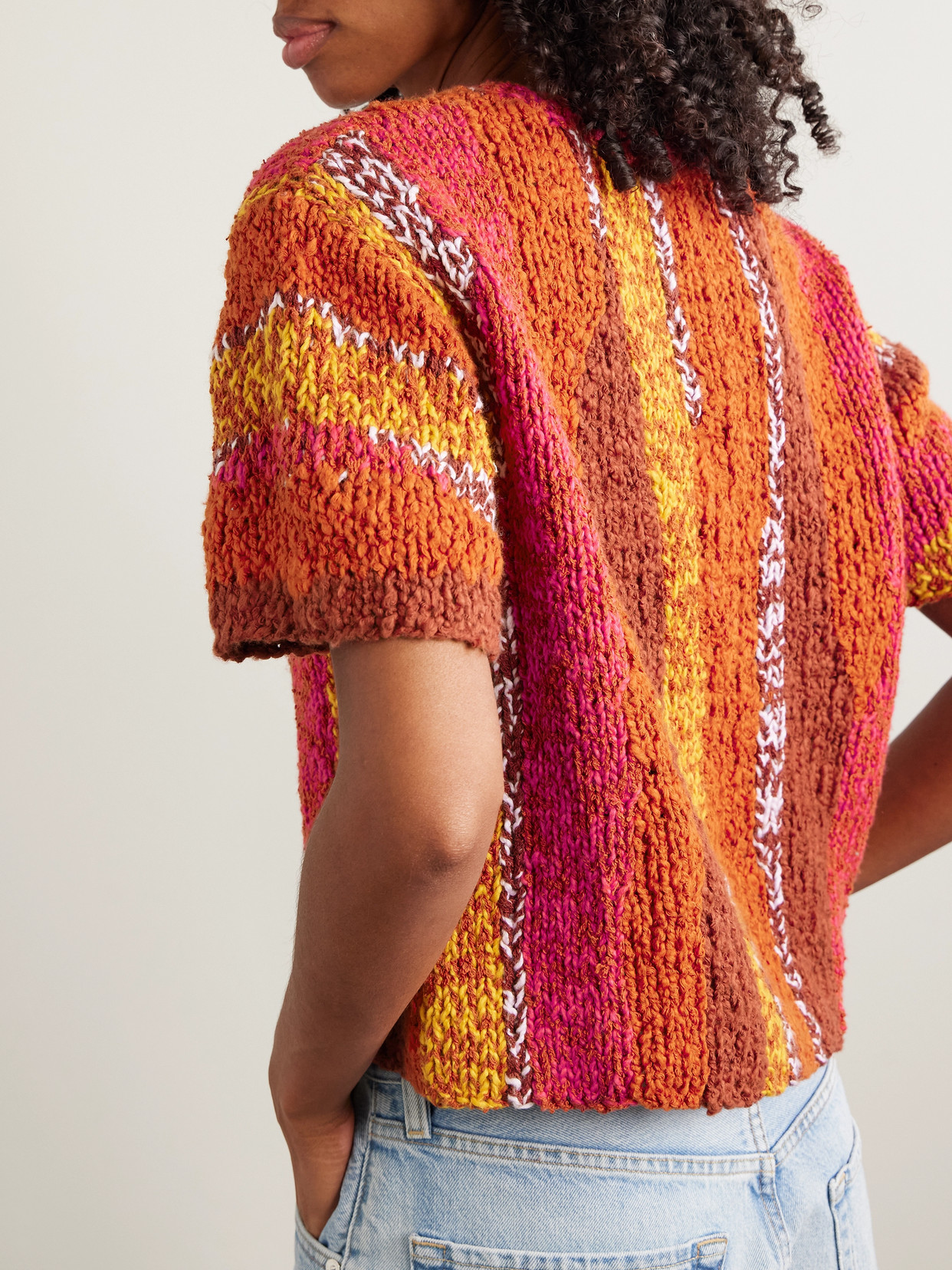 Striped Organic Cotton-Bouclé T-Shirt