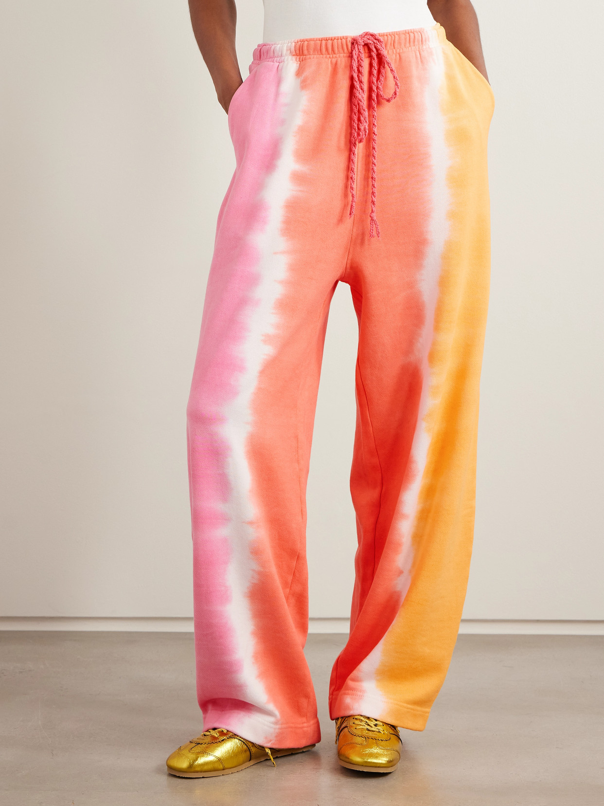 Shop The Elder Statesman Tie-dyed Cotton And Cashmere-blend Jersey Track Pants
