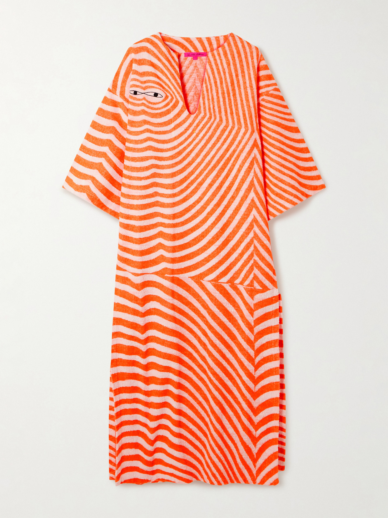 The Elder Statesman Embroidered Striped Cotton-terry Kaftan