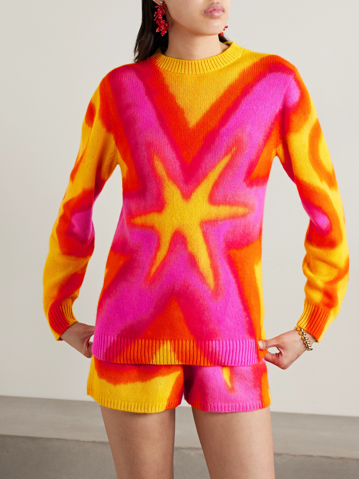 The Elder Statesman Tie-dyed Cashmere Sweater In Yellow