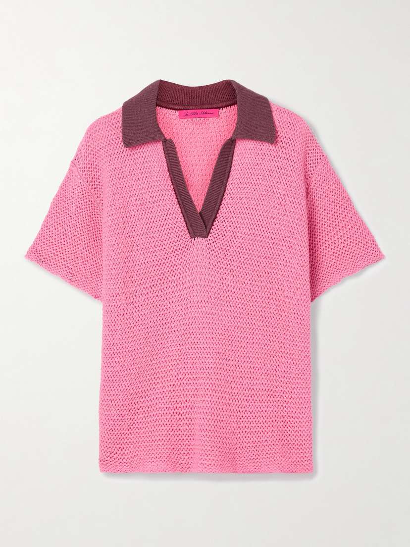 The Elder Statesman Oversized Crocheted Cotton Polo Shirt
