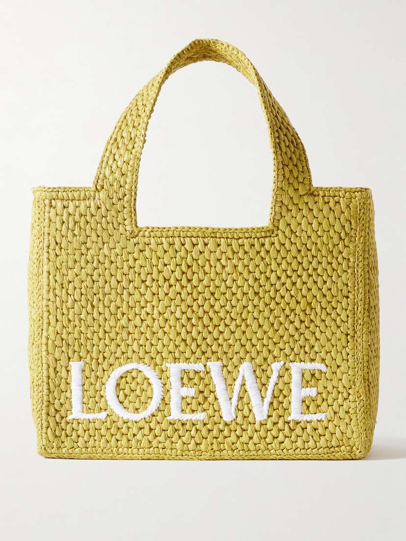 Loewe + Paula's Ibiza Embroidered Raffia Tote