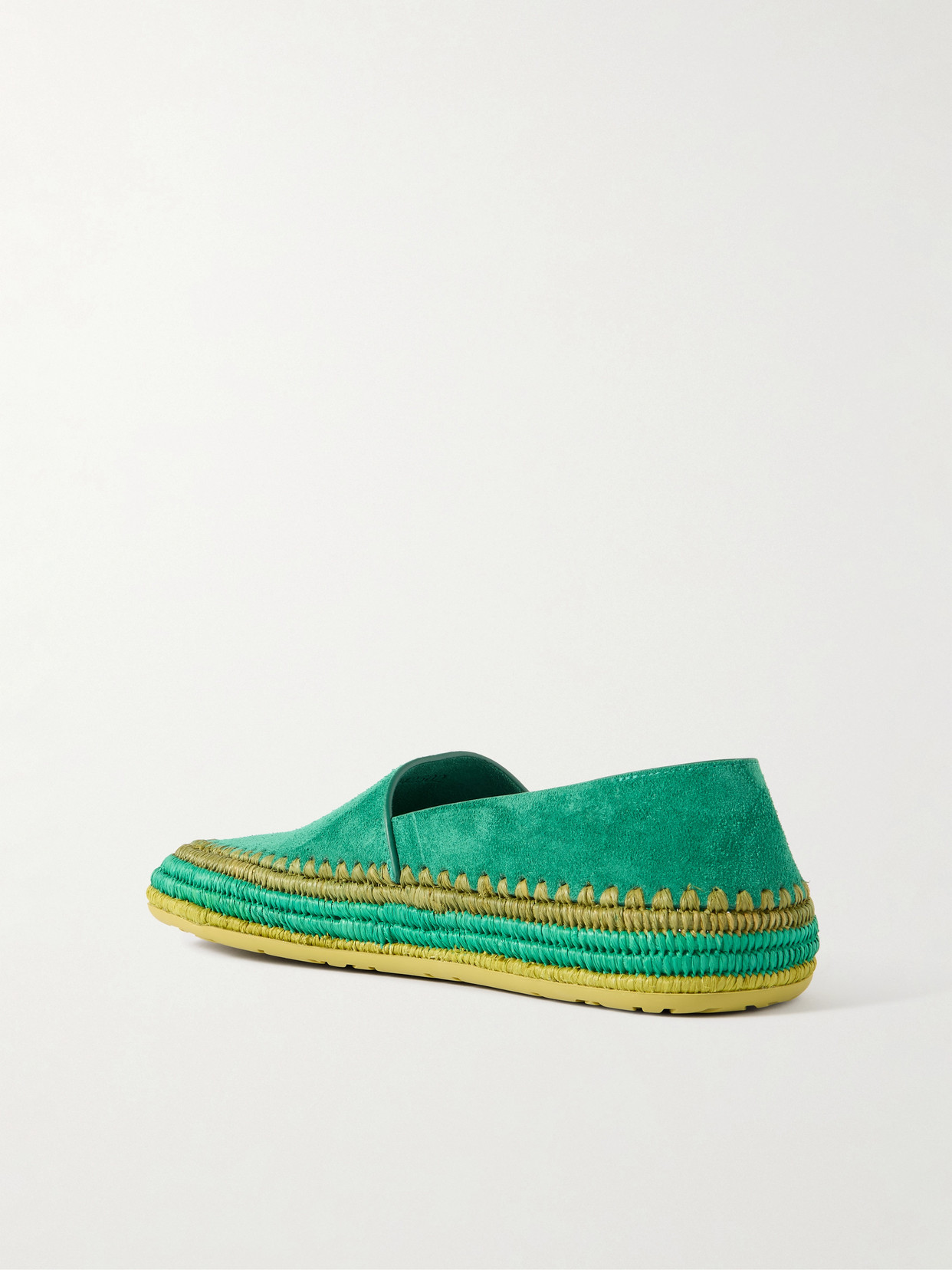 Loewe + Paula's Ibiza Rio Raffia-trimmed Suede Espadrilles In Green