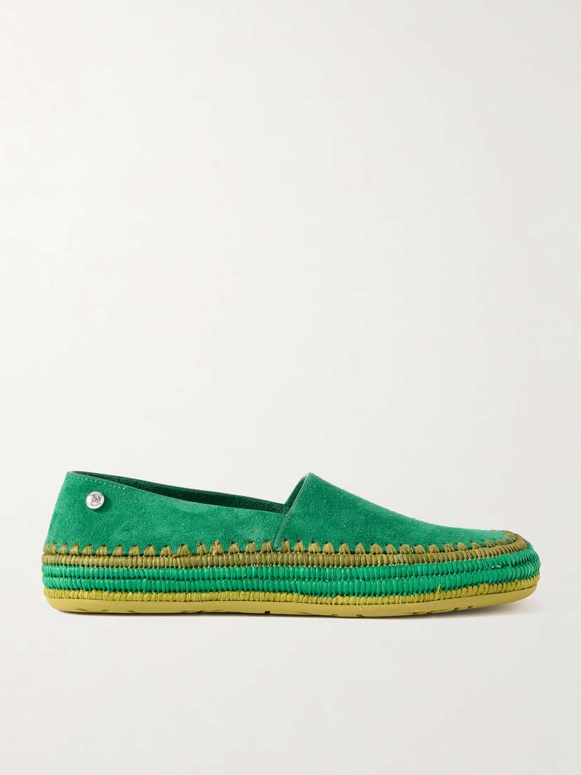Loewe + Paula's Ibiza Rio Raffia-trimmed Suede Espadrilles