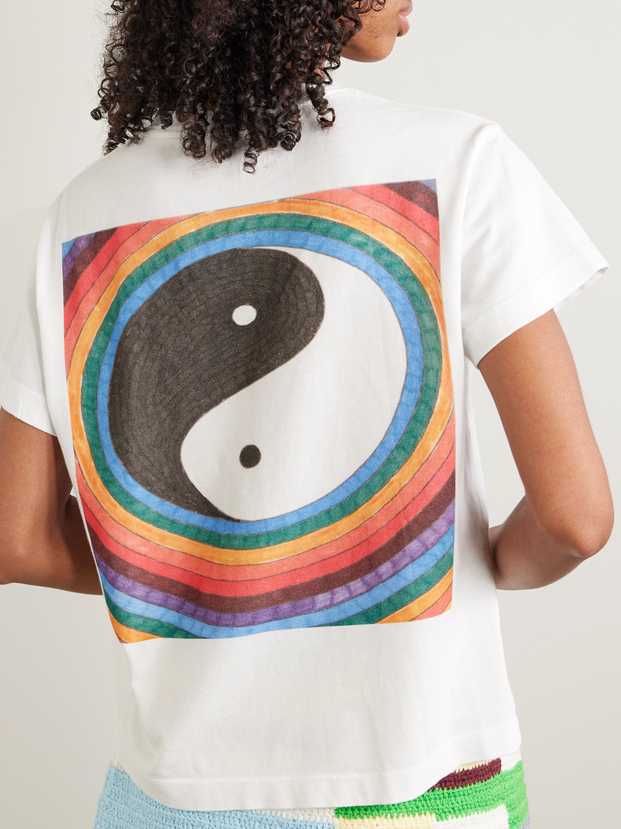 The Elder Statesman Printed Cotton And Cashmere-blend Jersey T-shirt In White