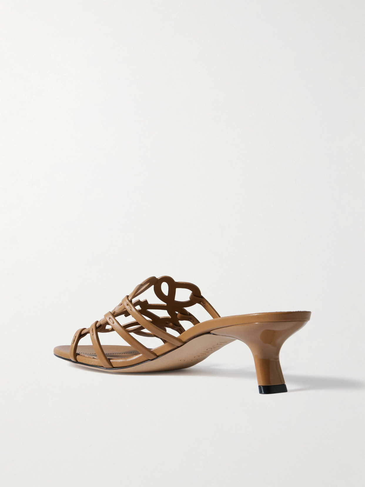 Loewe Petal Anagram Leather Caged Mule Sandals In Brown