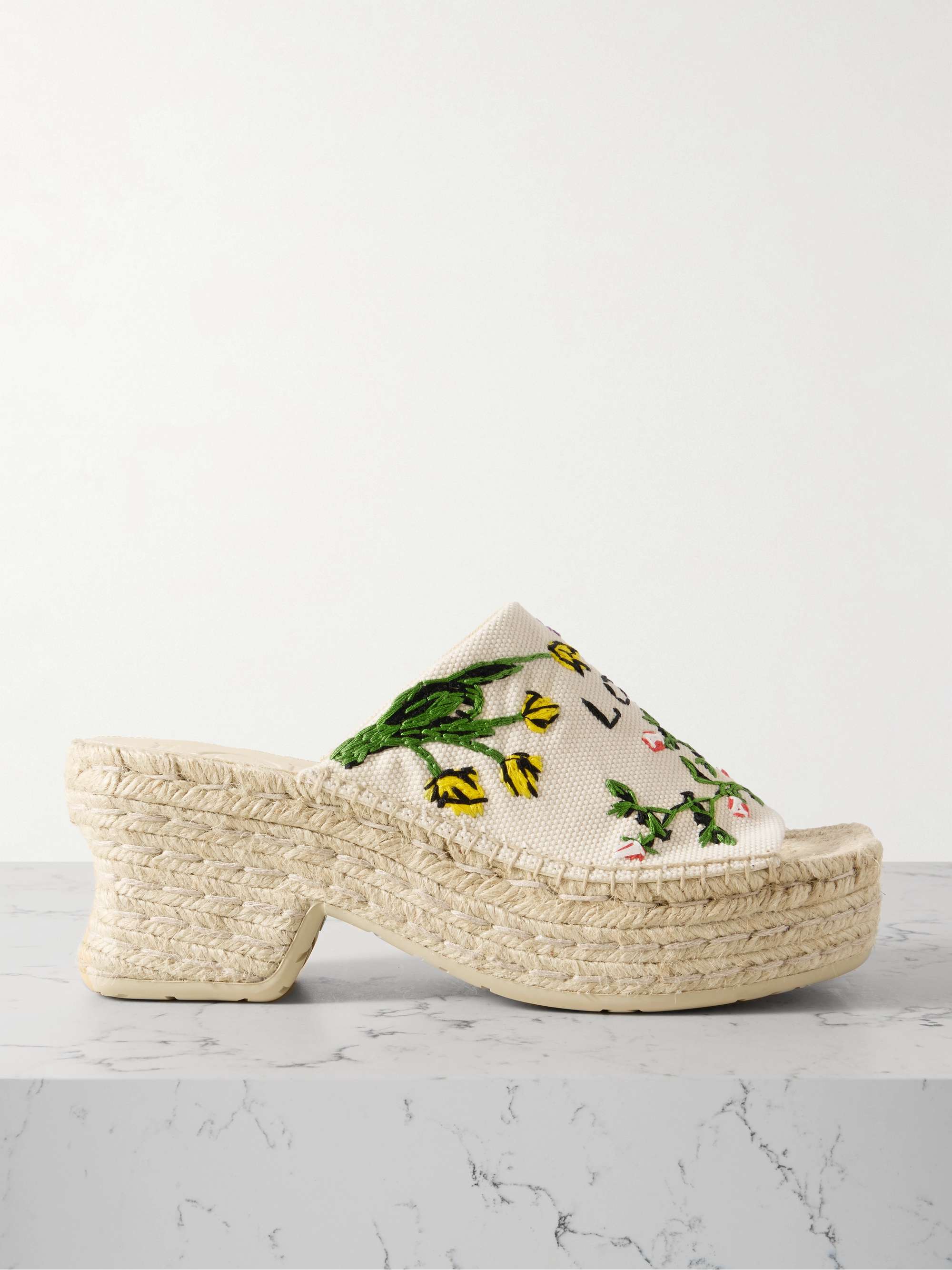 LOEWE + Paula's Ibiza Petal embroidered canvas platform