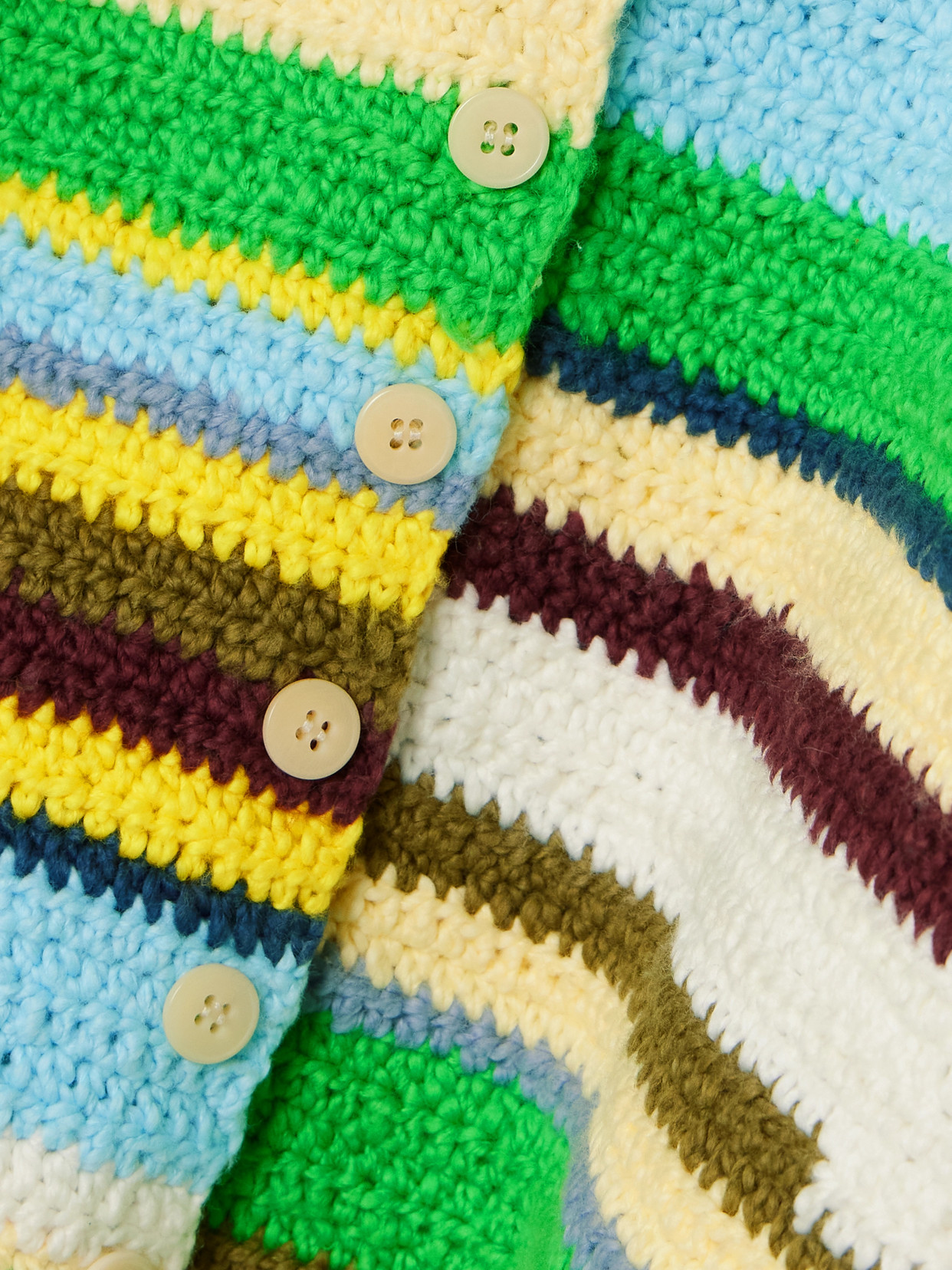The Elder Statesman Striped Crocheted Organic Cotton Cardigan