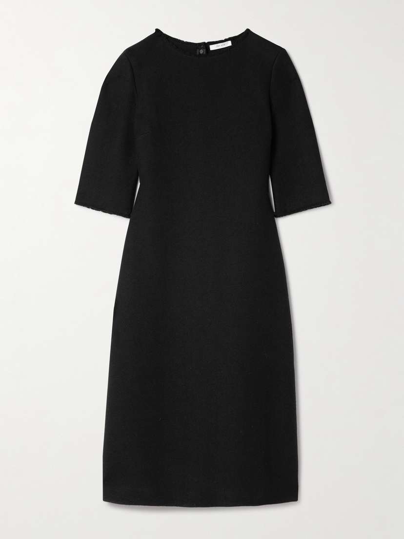 The Row Solene Frayed Wool-blend Midi Dress