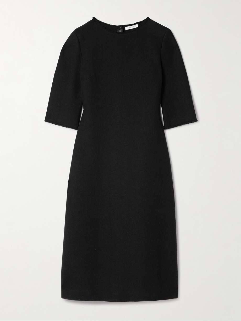 solene frayed wool-blend midi dress