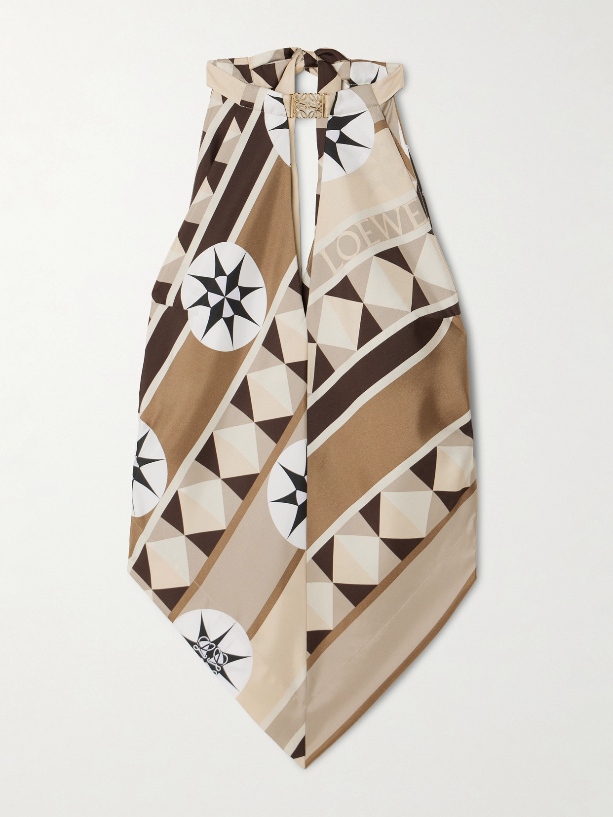 Loewe Silk Halter Neck Top In Neutrals
