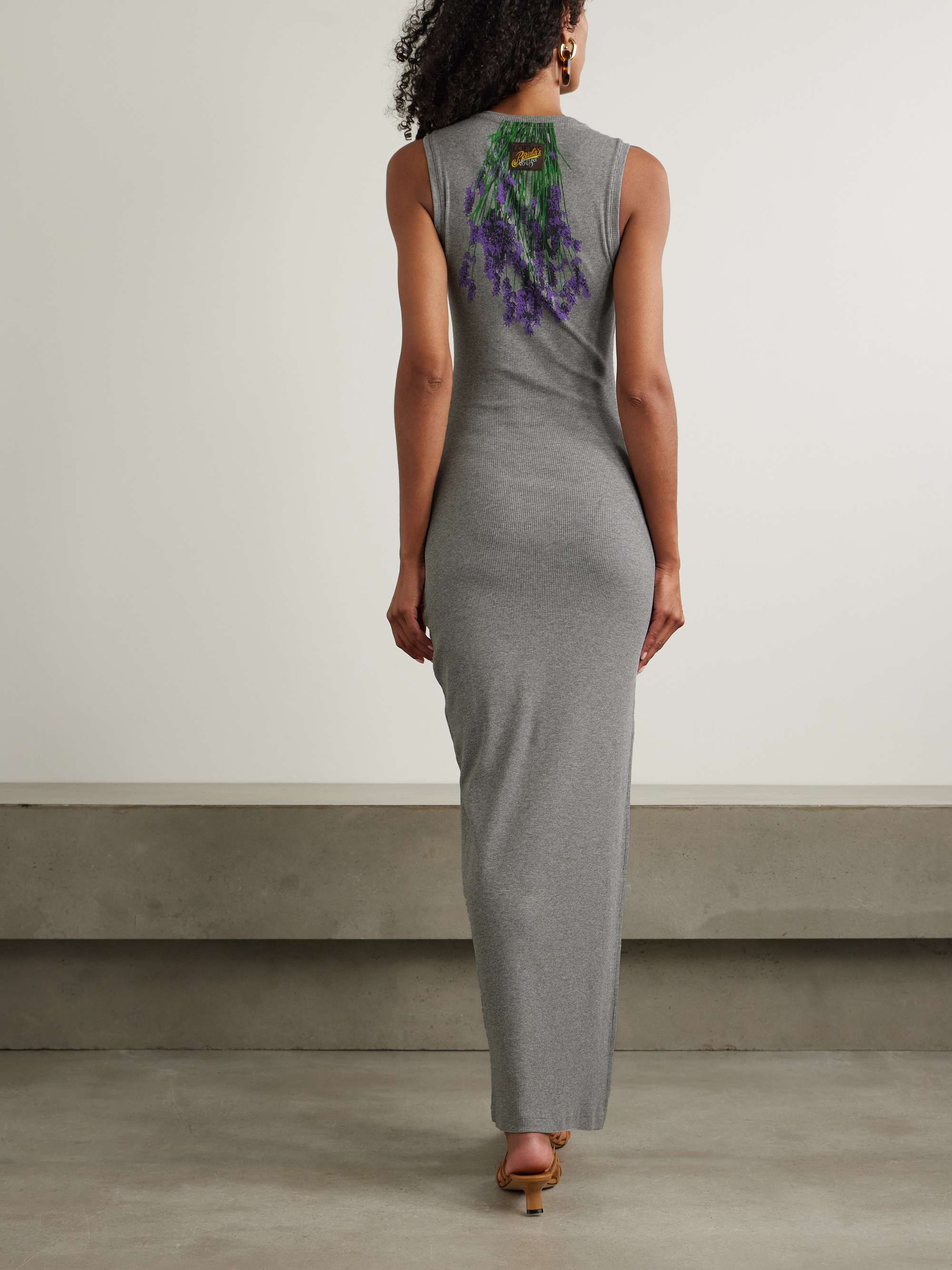 LOEWE + Paula's Ibiza asymmetric printed silk-satin midi