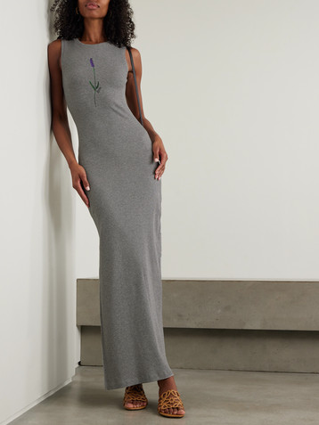 Loewe + Paula's Ibiza floral-print ribbed stretch-jersey maxi dress
