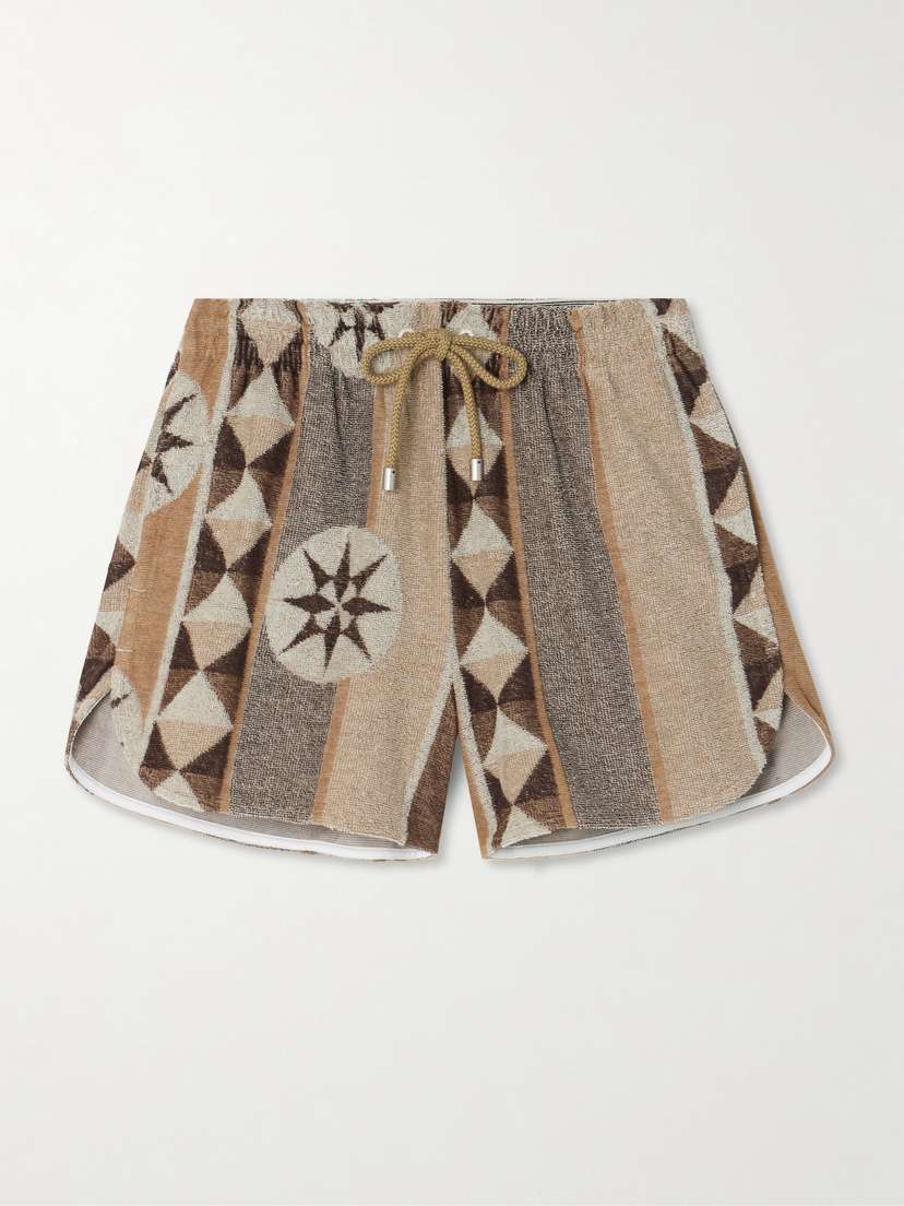 Loewe + Paula's Ibiza Jacquard-woven Cotton-blend Terry Shorts