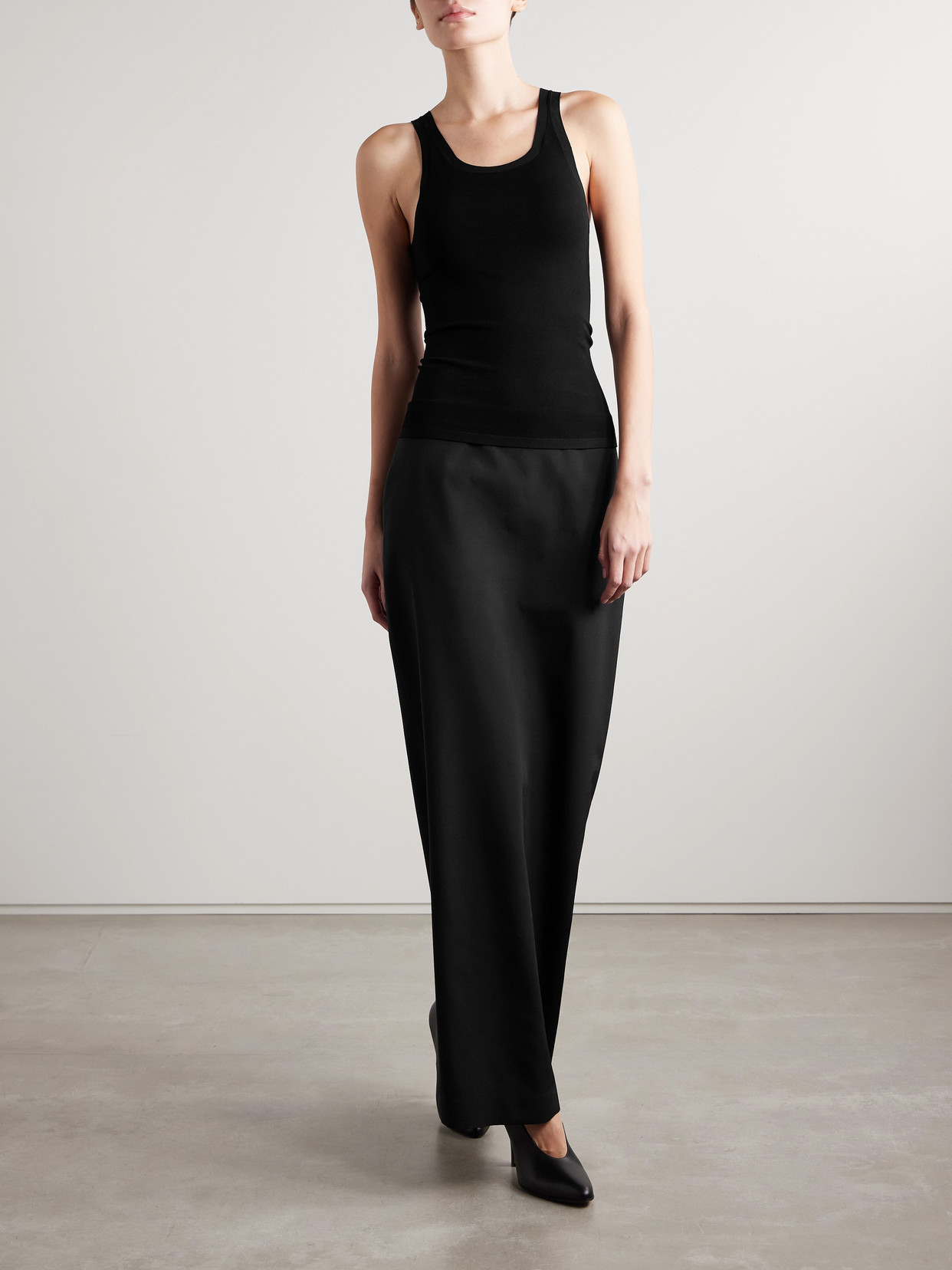 The Row Anthea Stretch-knit Tank In Black