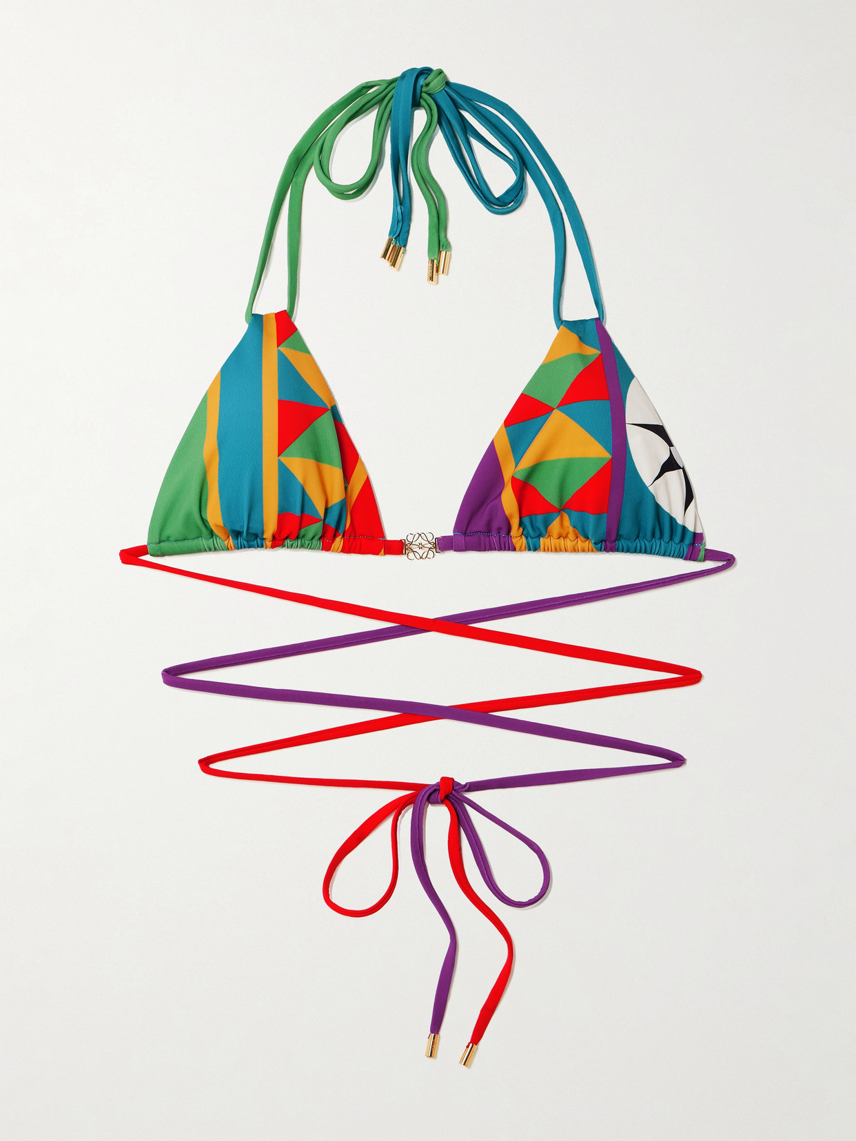Loewe + Paula's Ibiza Embellished Printed Triangle Bikini Top In Multi