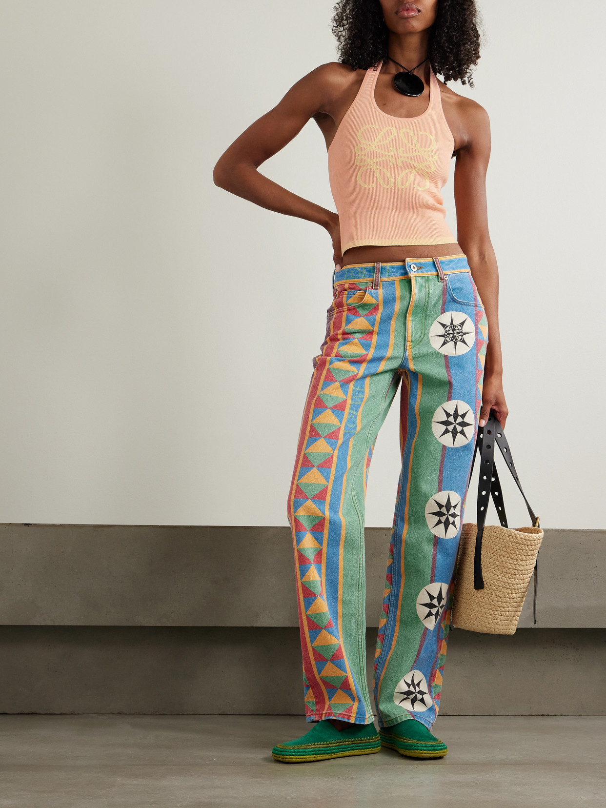 Loewe Anagram Tank Top In Cotton And Viscose In Pink