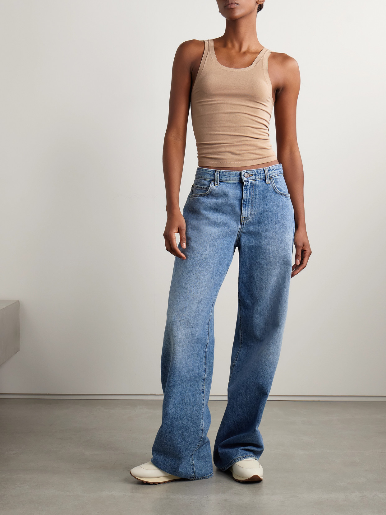 The Row Anthea Stretch-knit Tank In Neutrals