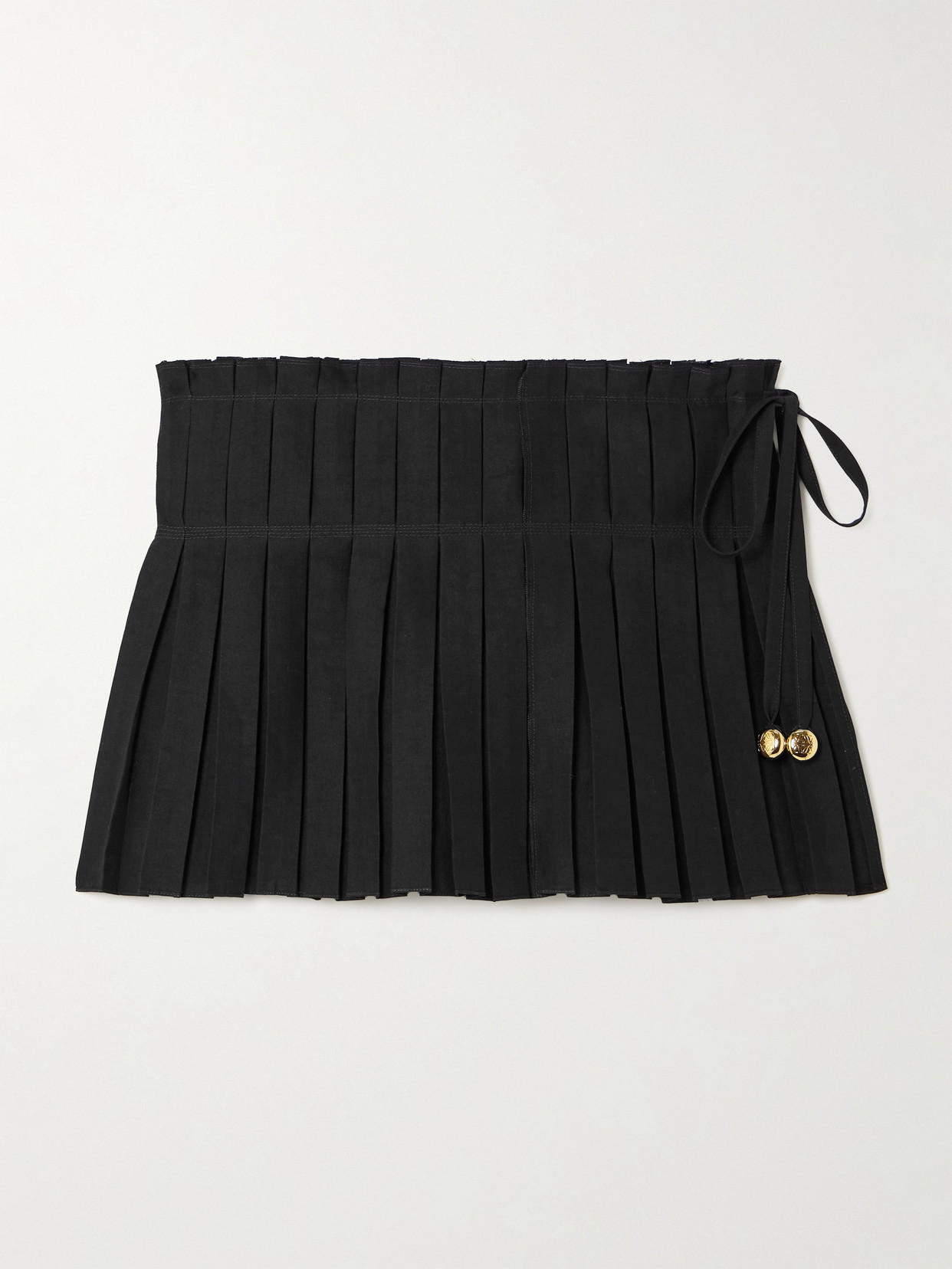 Loewe + Paula's Ibiza Embellished Pleated Woven Skort In Black