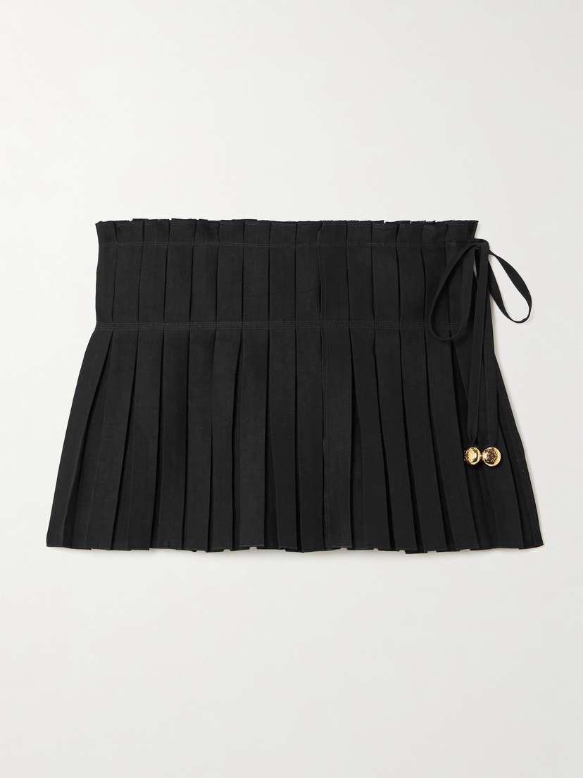 Loewe — + Paula's Ibiza embellished pleated woven skort