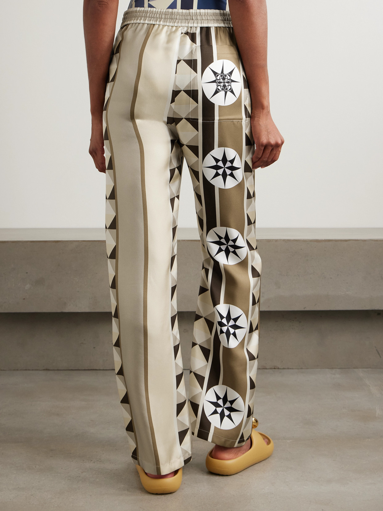 Loewe Printed Silk Pajama Trousers In Neutral