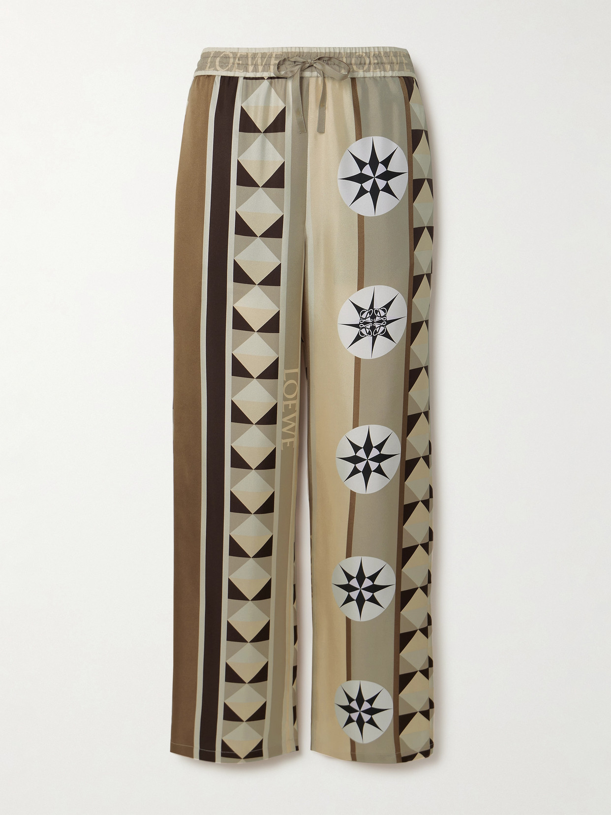 Loewe + Paula's Ibiza Printed Silk-twill Straight-leg Pants In Neutrals