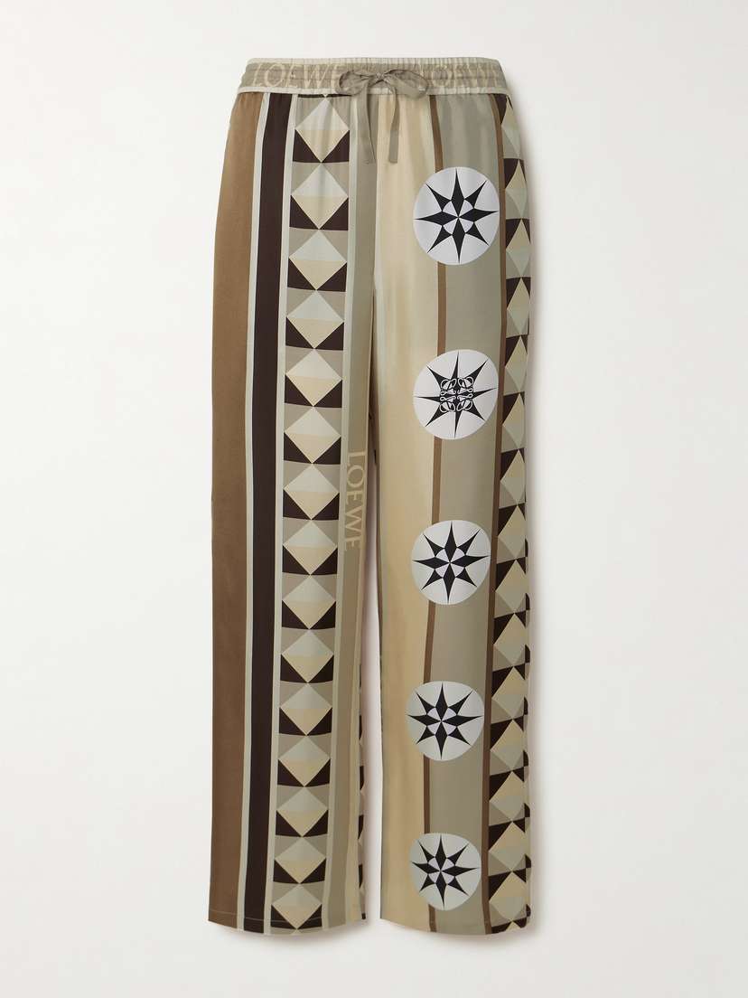 Loewe + Paula's Ibiza Printed Silk-twill Straight-leg Pants