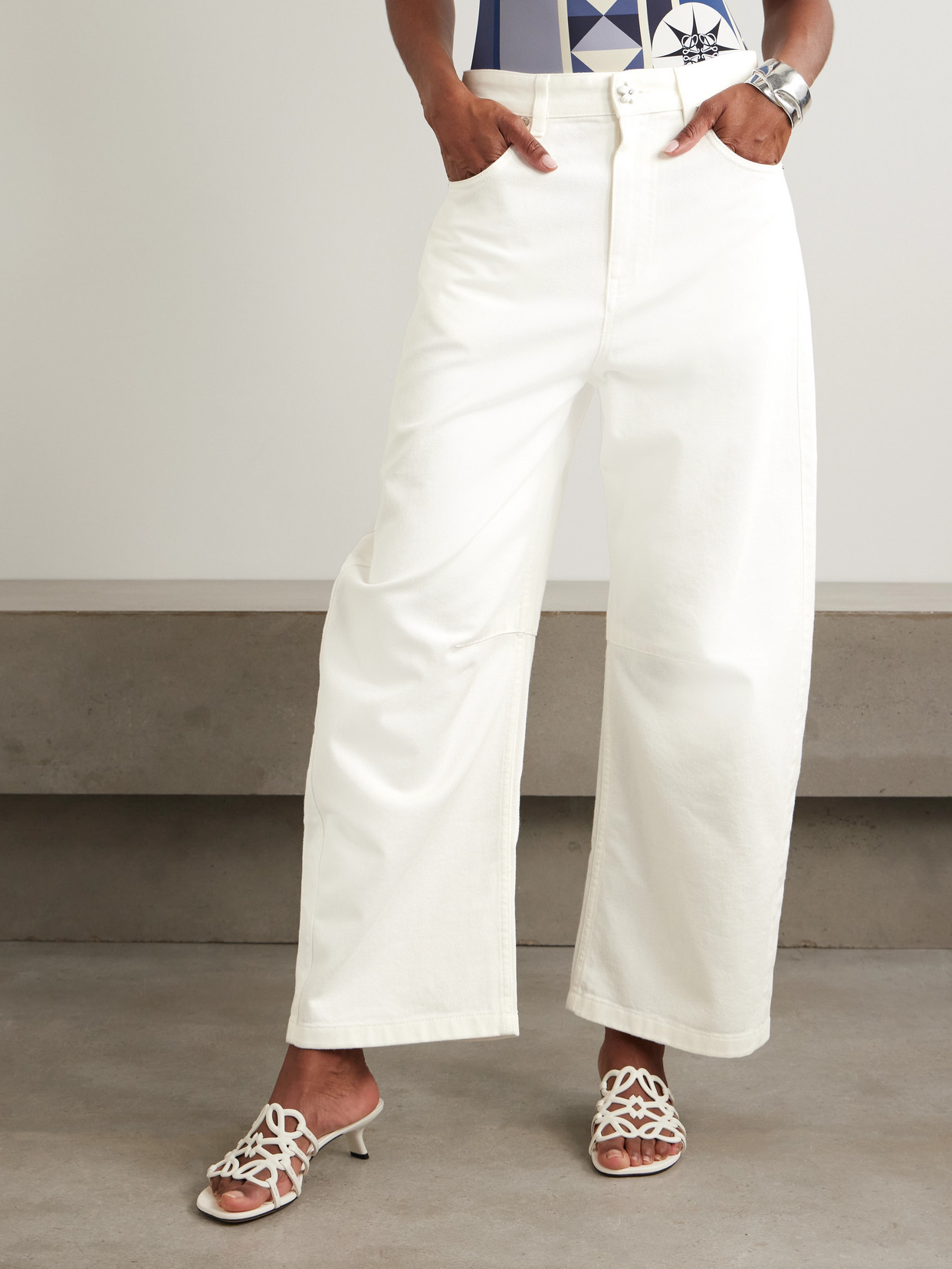 Loewe High-waisted White Denim Jeans In White