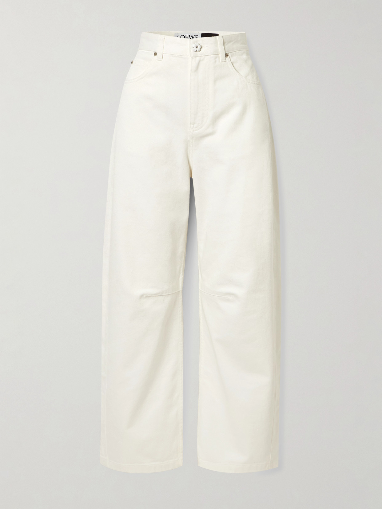 Loewe + Paula's Ibiza Paneled Embellished Mid-rise Barrel-leg Jeans In White